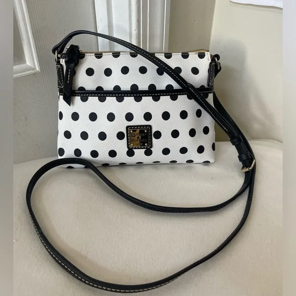 Dooney & Bourke Black and White Polka Dot Crossbody EUC - Picture 2 of 14
